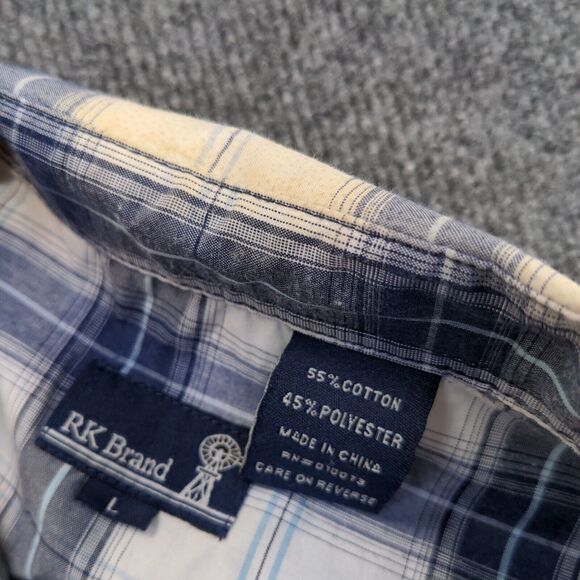 RK Brand Men's Western Snap Shirt Multi Large Short Sleeve Plaid Pockets - Picture 9 of 12